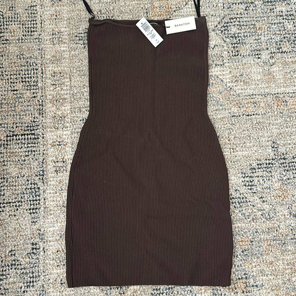 Babaton sculpt knit tube dress in rich mocha brown